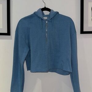 Topshop Cropped Quarter-Zip Hoodie